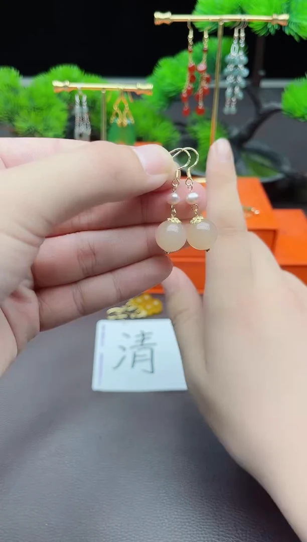 玛瑙/玉髓耳饰银S925镶嵌218000