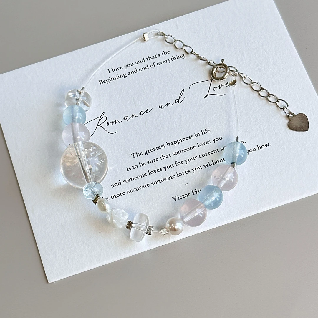 合金手链  DAWN｜925链「时蕊」月兰花 蓝白粉｜原创设计