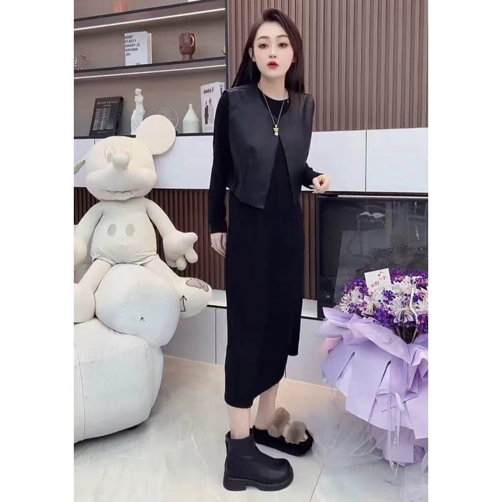 2025早秋穿搭一整套新款韩版洋气休闲慵懒外套时尚百搭裙子两件套