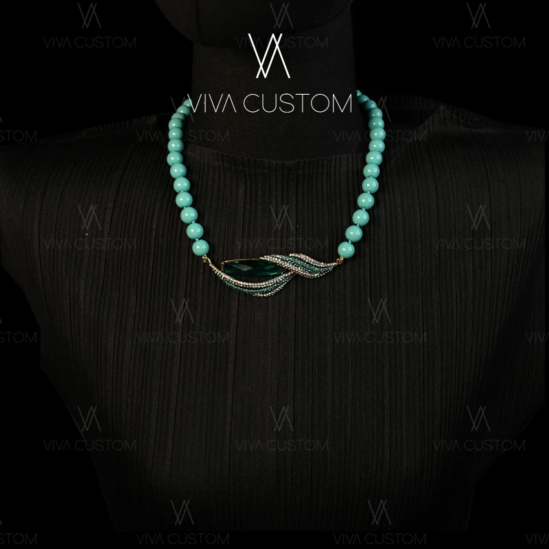 铜合金合成锆石耳饰 （精工系列）法式小众飘带项链