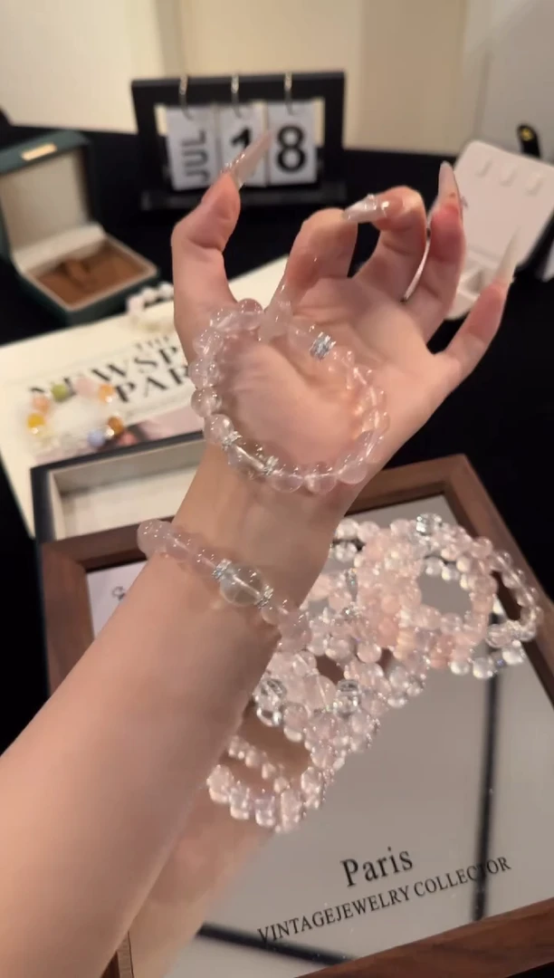 水晶手链合金粉水晶x2112