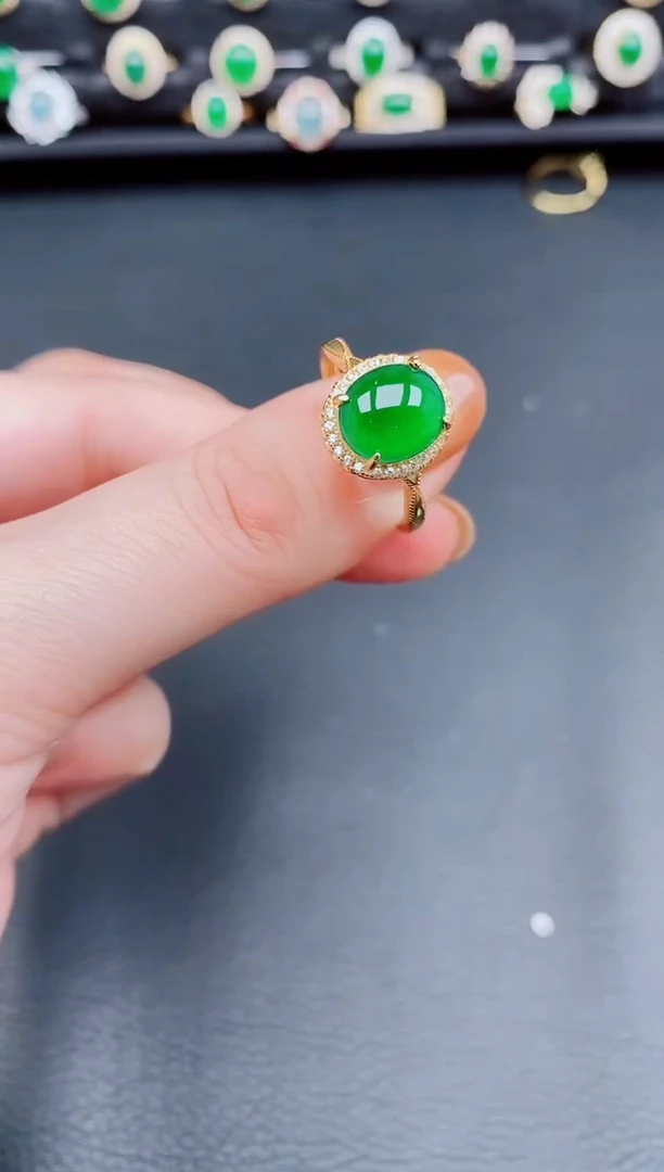 【闪购商品】翡翠戒指银S925镶嵌天然a货翡翠79
