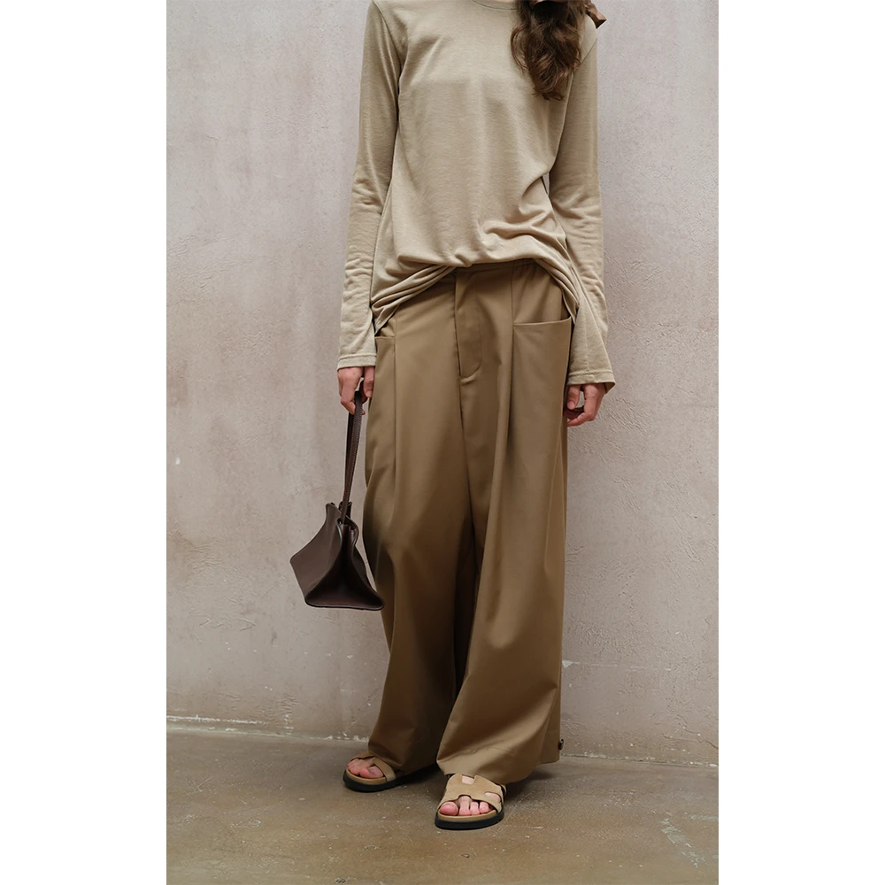 LA CALLA口袋裤日系极简休闲长裤YY51-2196