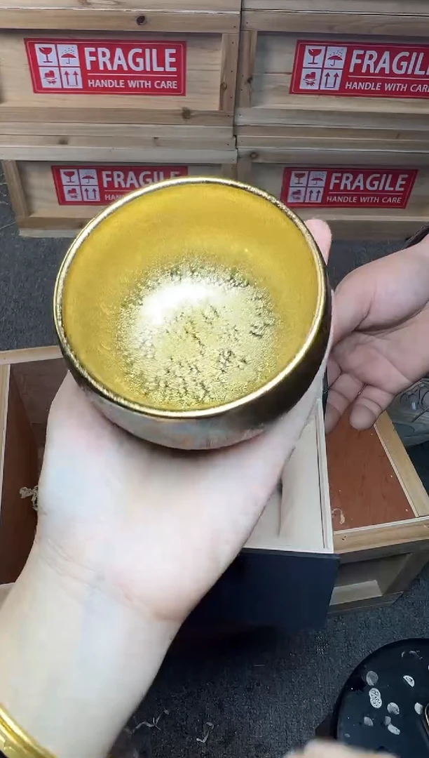 茶盏彩金 建窑建盏主人杯