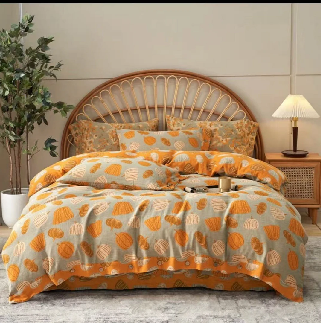 亲肤棉双层纱四件套-富贵南瓜