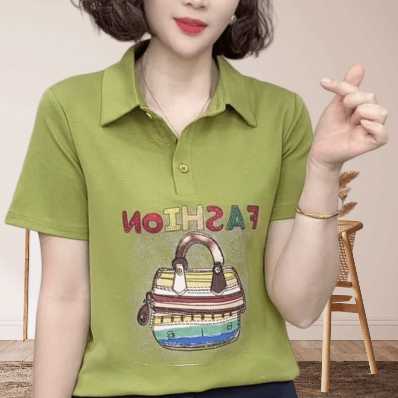 高档气质减龄T恤女夏季新款时尚洋气百搭显瘦高级感印花短袖上衣