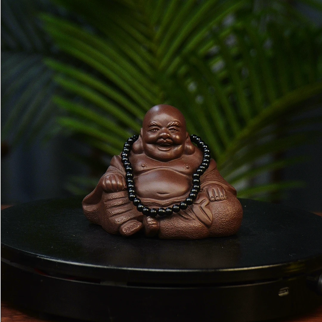 紫弥勒佛（带佛珠）创意陶瓷