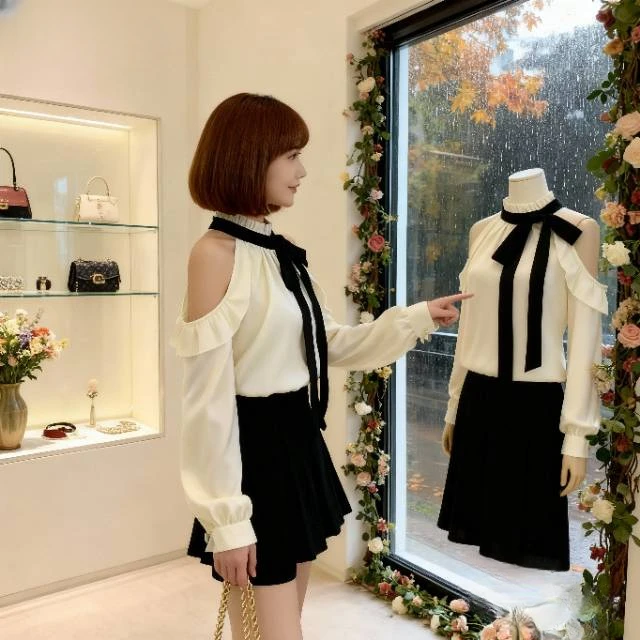 法式一整套穿搭时尚套装女秋季2025新款系小个子衬衫+短裙两件套