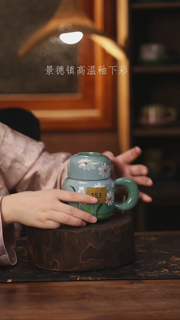 陶瓷景德镇高温釉下手绘陶瓷@L153@