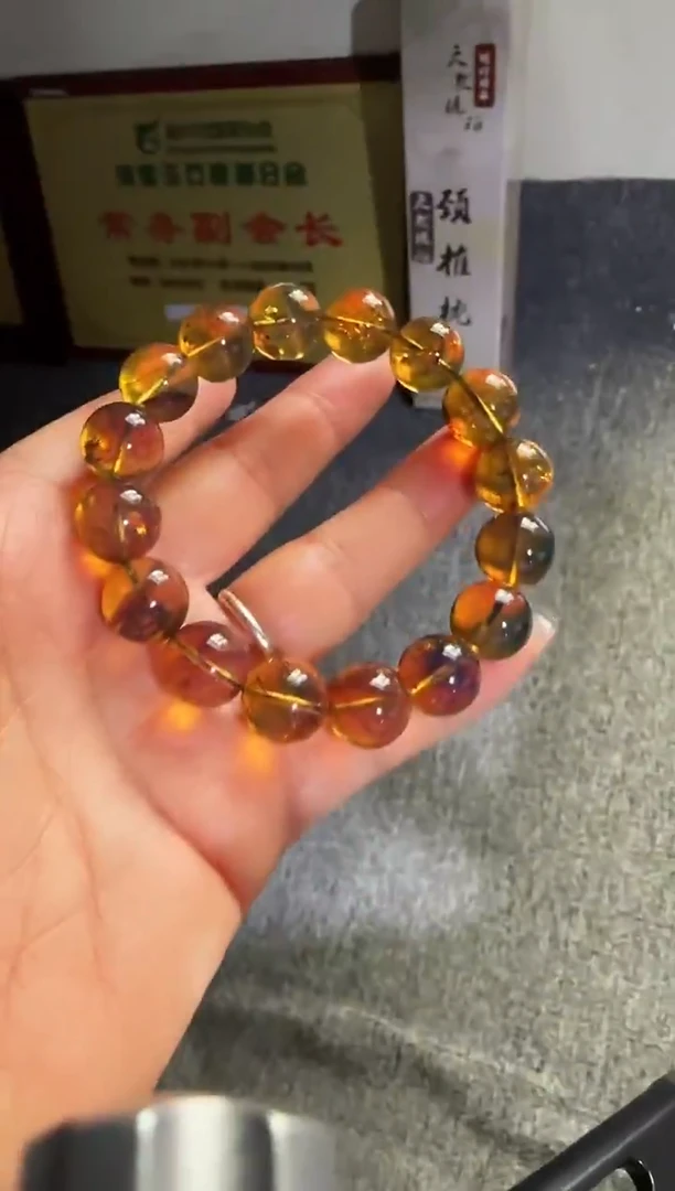 手串琥珀未镶嵌#24缅甸琥珀金翁珀手串13mm