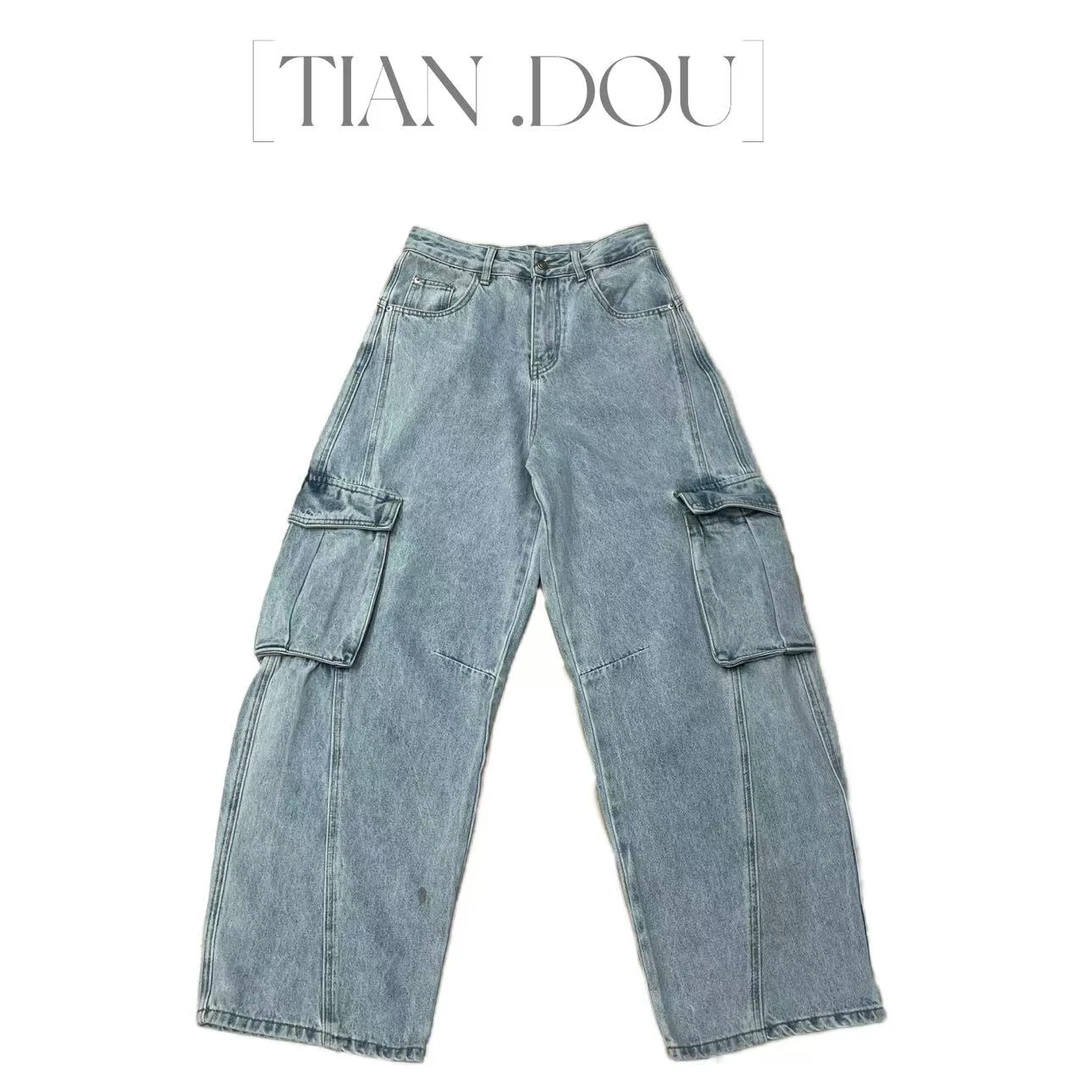 [TIAN .DOU]   美式口袋 洗白牛仔裤~
