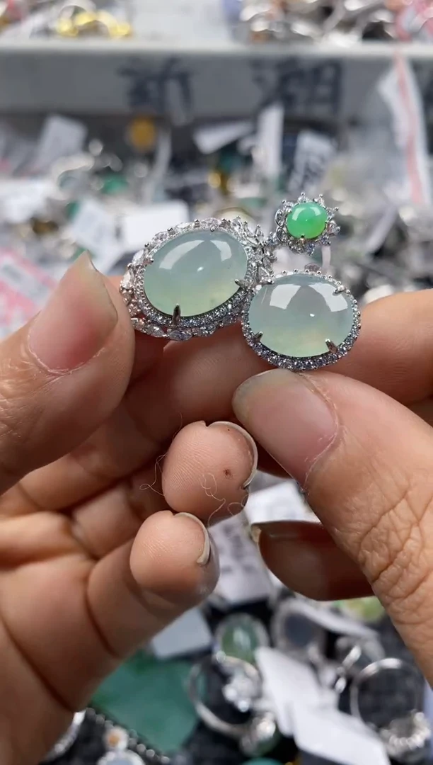 银S925镶嵌戒指翡翠777---1