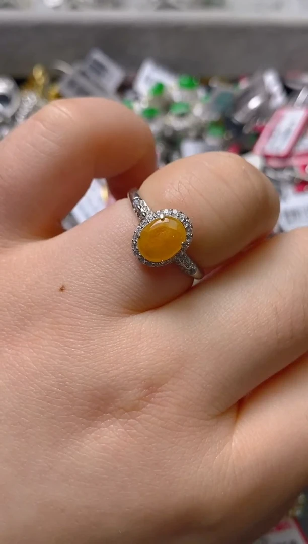 银S925镶嵌戒指翡翠百内无证书