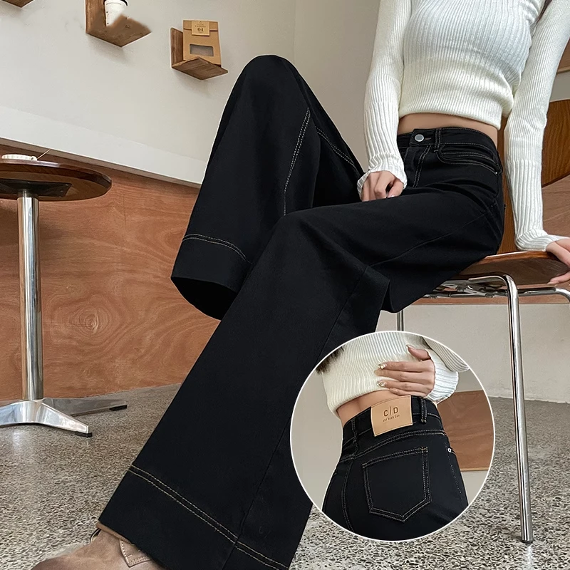 阔腿牛仔裤女2025新款春秋高腰遮胯显瘦小个子垂感宽松休闲直筒裤