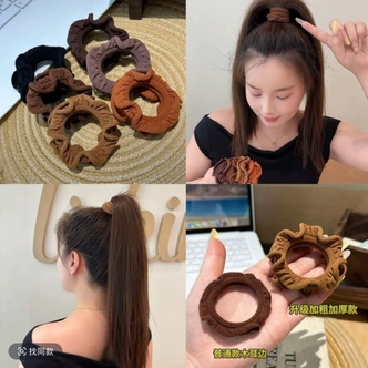 升级木耳边发圈扎高马尾丸子头发绳无接缝时尚简约头绳皮筋