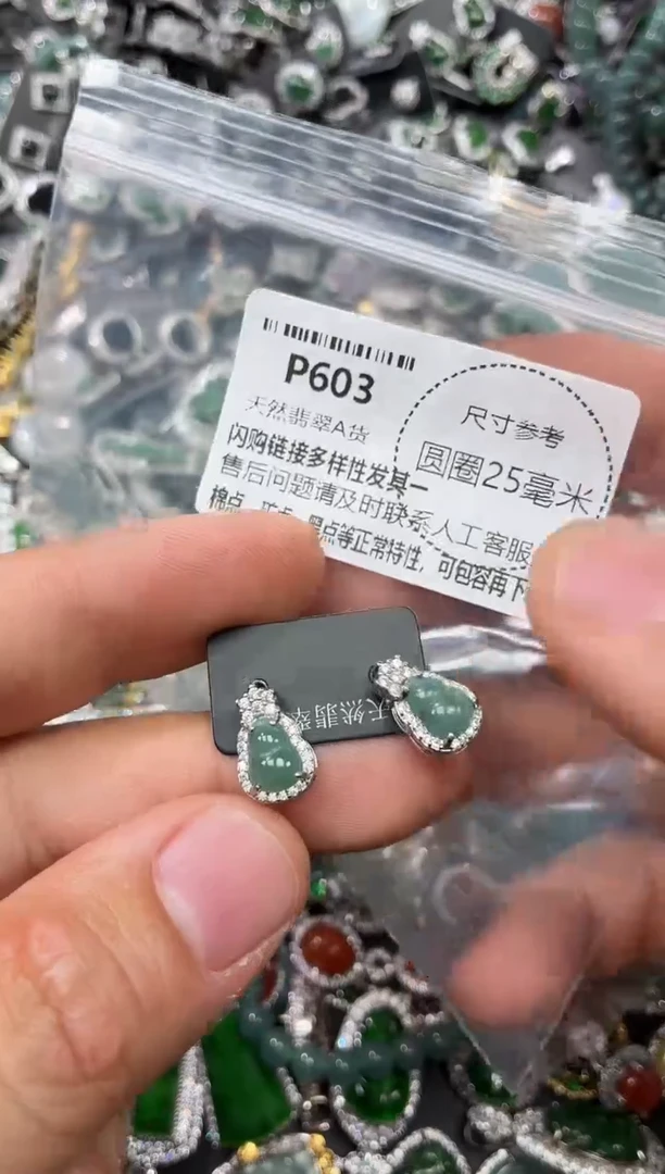 翡翠未镶嵌颈饰P603耳钉