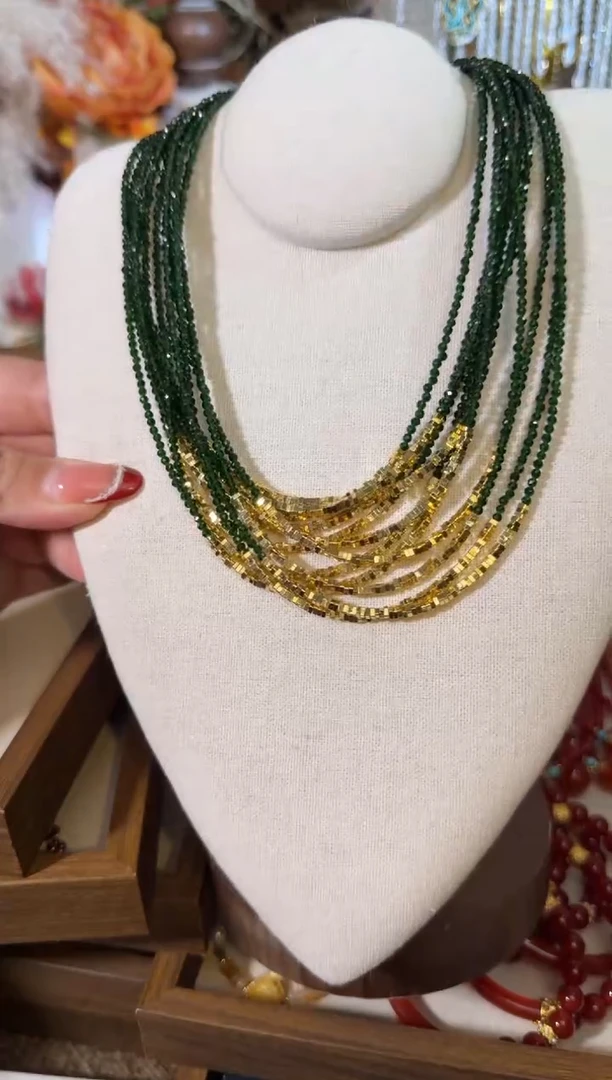 项链未镶嵌尖晶石墨绿盘缠  007