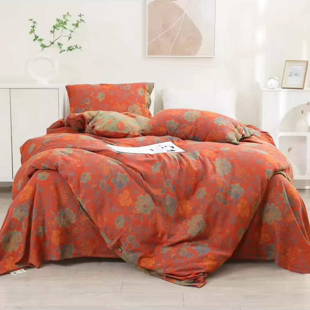 200*230cm双层纱四件套杜鹃-橘