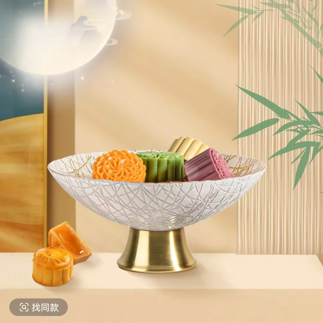 高脚果盘欧式浮雕奢华带底座果盘干果盘金底果盘小吃盘零食盘高端