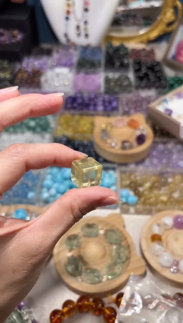 水晶手串未镶嵌F87黄水晶方糖卡14单颗