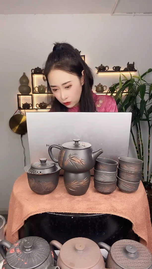 壶建水紫陶竹子300九件套