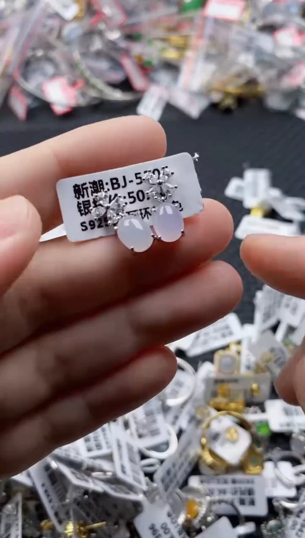翡翠戒指银S925镶嵌33333---1