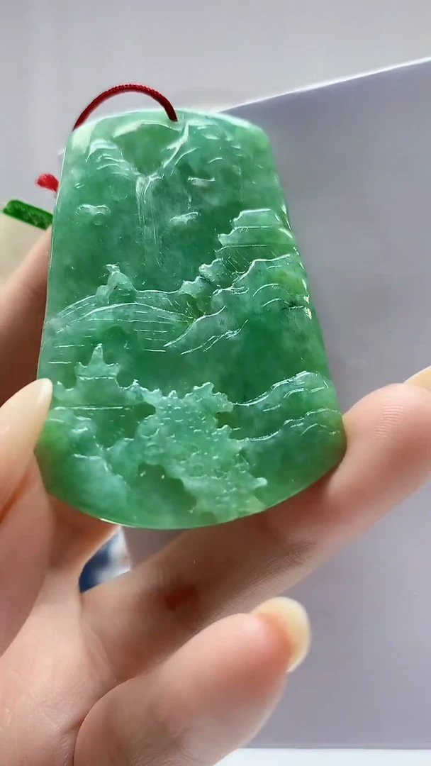 【闪购商品】定制翡翠未镶嵌5060DD-毛货挂件山水58