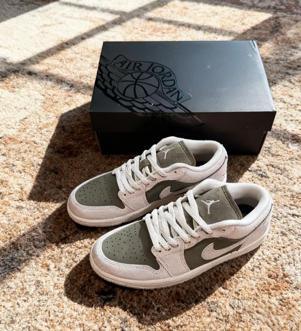 Air Jordan 1 Low男款低帮白绿色复古耐磨运动休闲板鞋官方正品