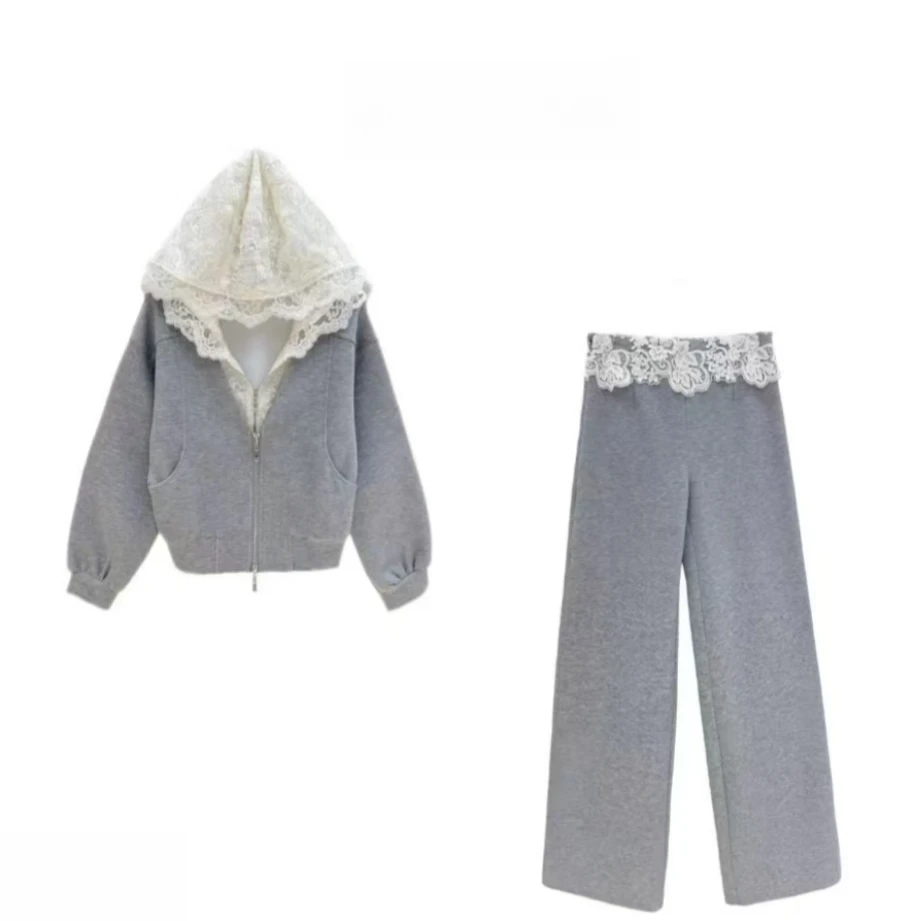 D【眉开眼笑】2025春季新款卫衣外套+裤子休闲设计师套装