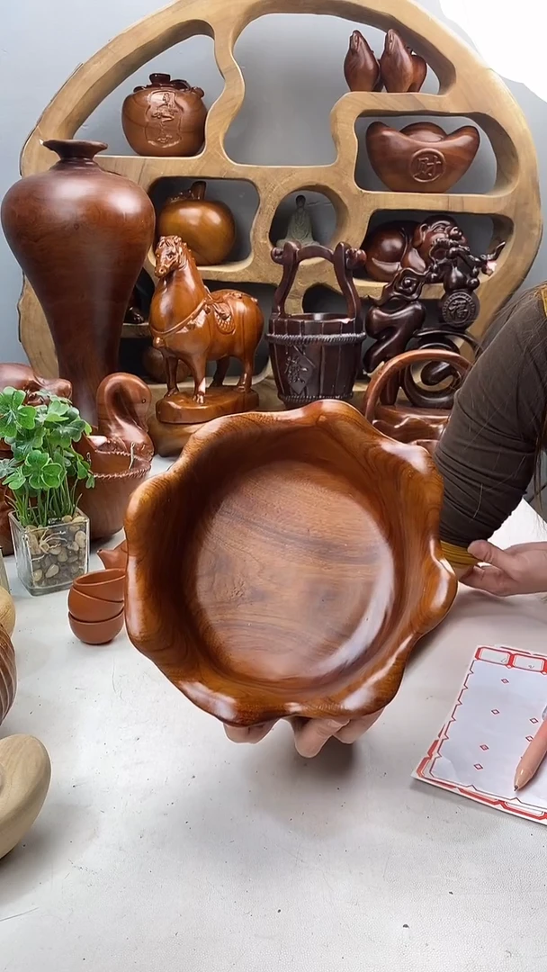 香樟木A15荷花果盘/尺寸