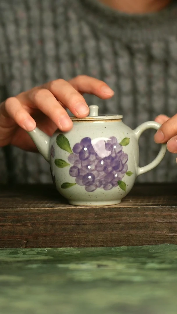 陶瓷青诗集手工手绘瓷器