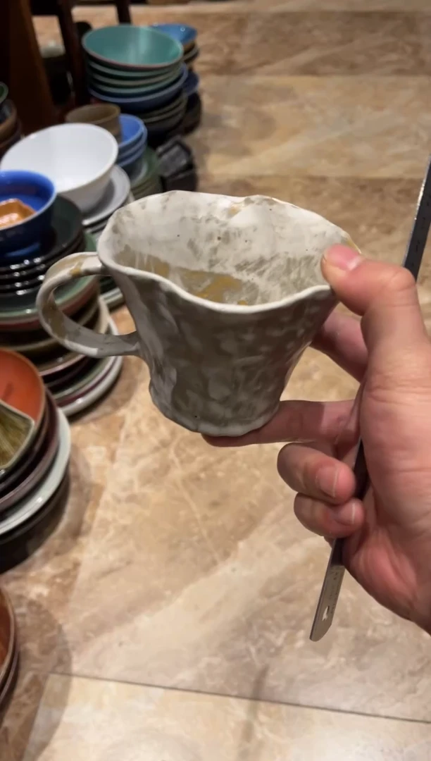 【闪购商品】瓷片896手工粉引咖啡杯1只