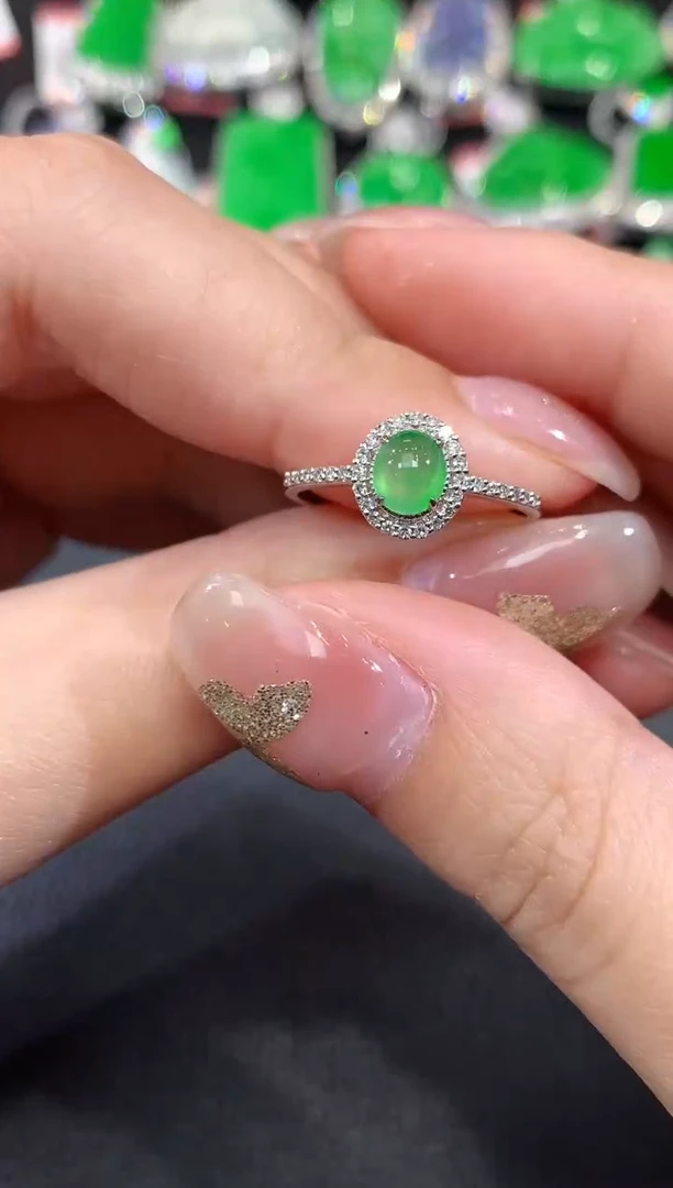 18K金镶嵌戒指翡翠A46