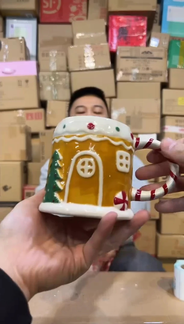 【闪购商品】杯陶瓷圣诞雪屋水杯