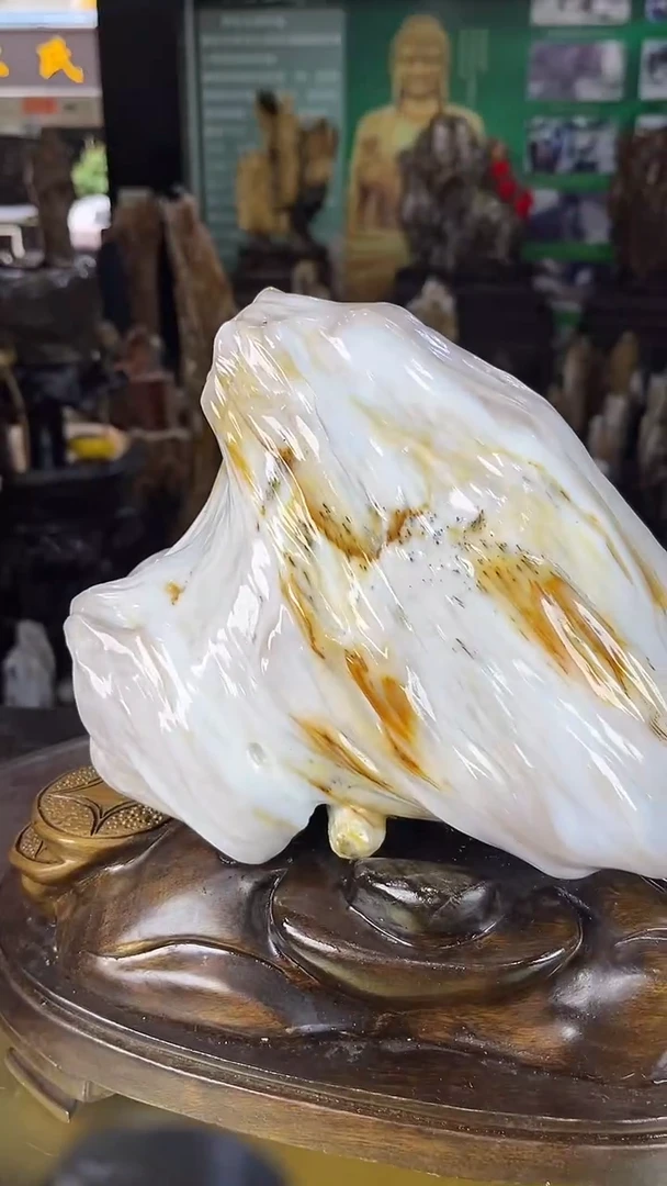 缅甸天然树化玉摆件