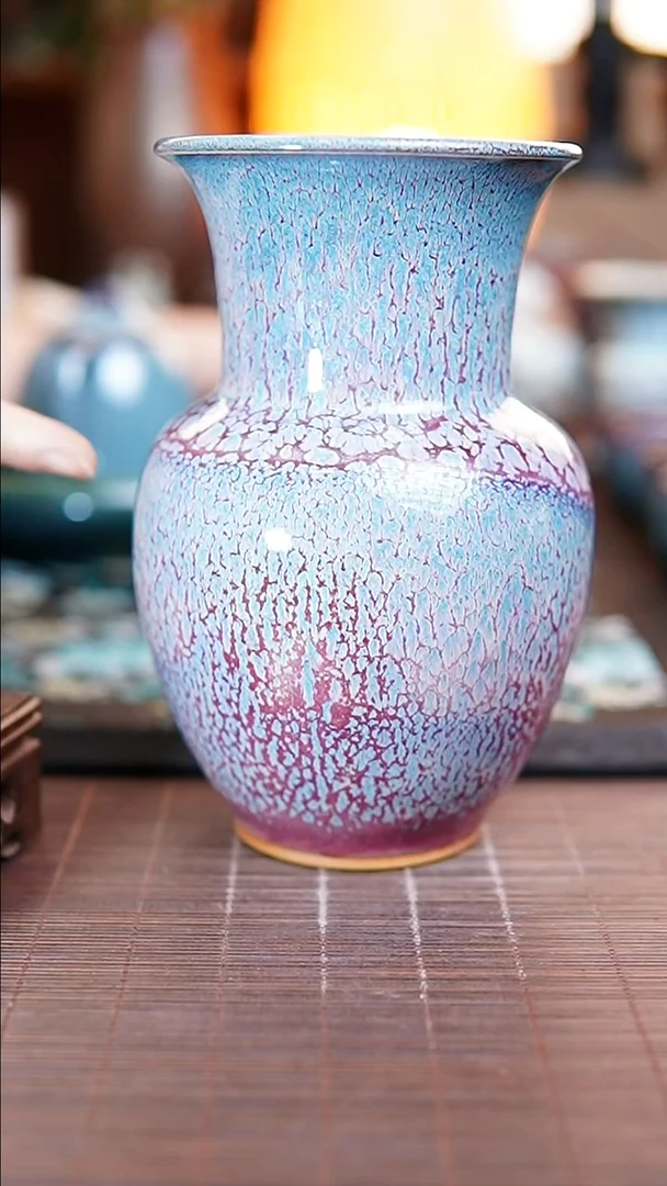 陶源清舍蓝粉花瓶1只