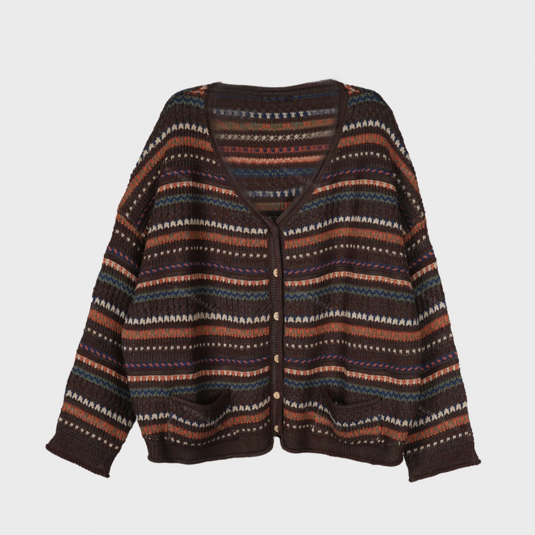 万物身客 1 秋冬季针织开衫 慵懒风V领毛衣胸围140衣长58 高级感