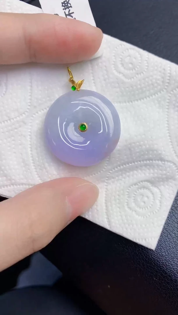 颈饰18K金镶嵌翡翠天然翡翠缅甸A货