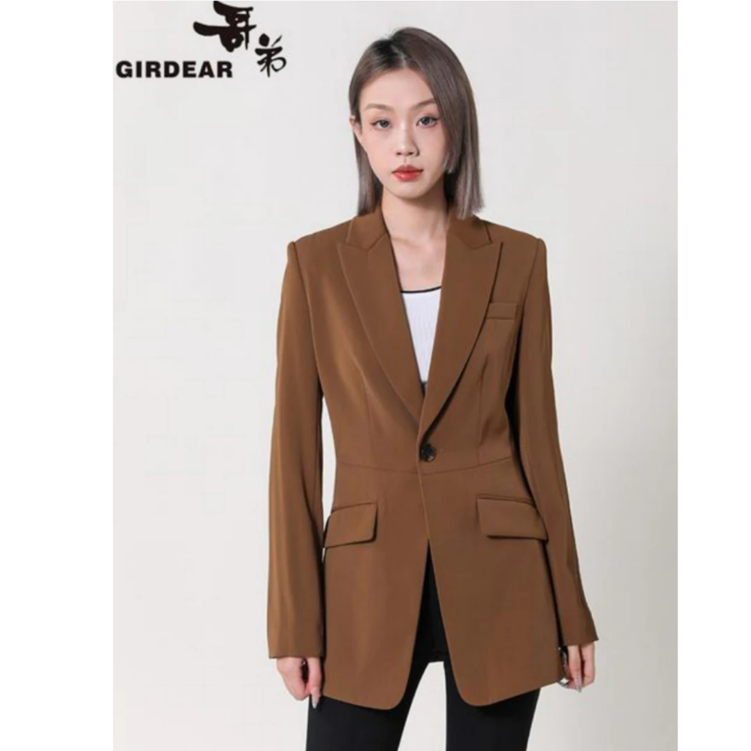 GIRDEAR哥弟新款经典高级感黑色女士正装通勤修身西装外套1400711
