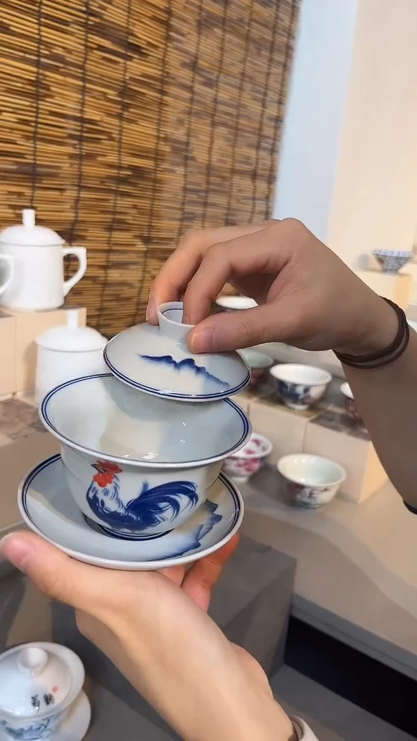 景德镇高温瓷鸡三才