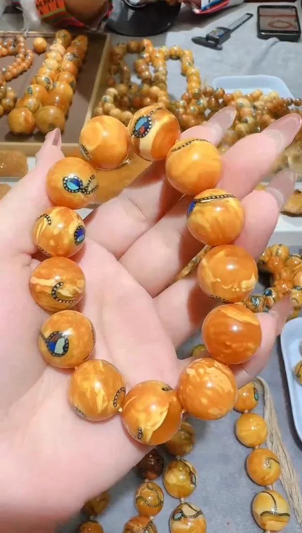 蜜蜡颈饰未镶嵌1634天然蜜蜡珠宝奇石全都保真