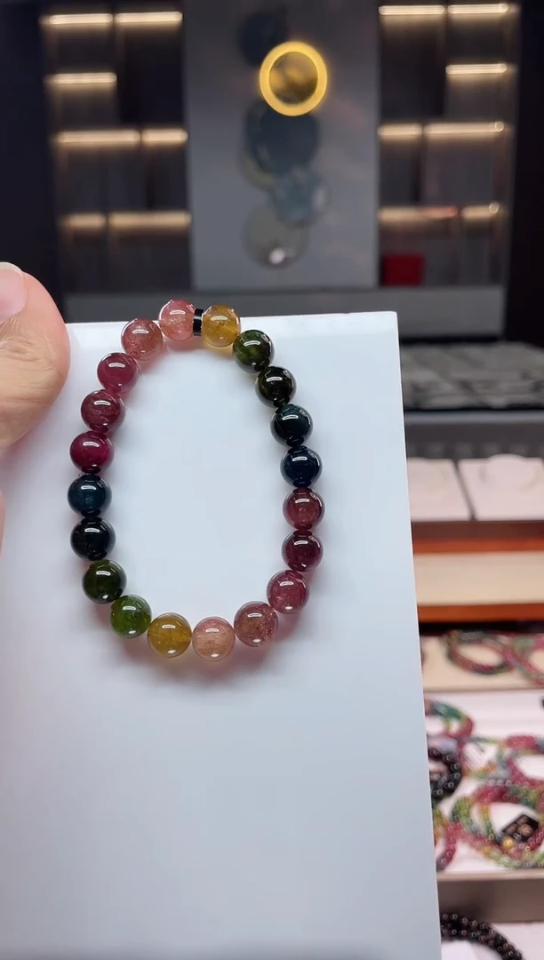 未镶嵌老矿碧玺单圈手串9mm+碧玺（多样性发一条）Q