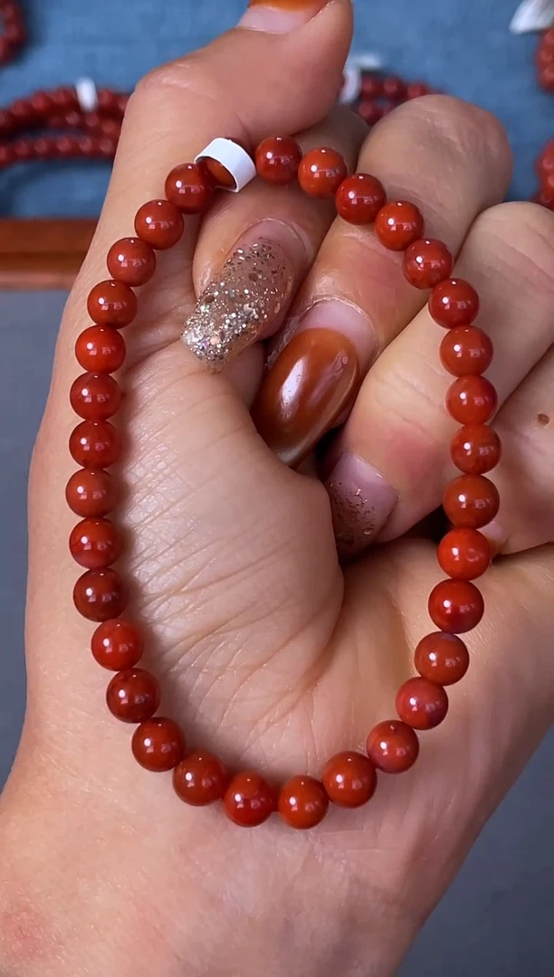 未镶嵌手串南红玛瑙N04凉山瓦西料柿子锦单圈多样性发其一