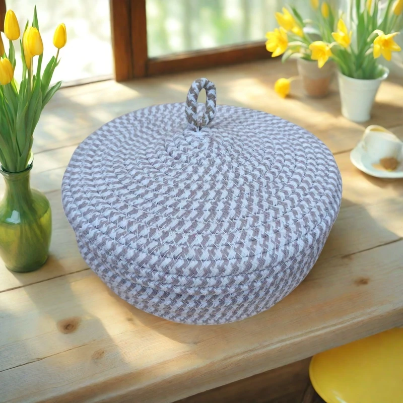 E5纯棉卡布奇诺带盖收纳盒针线盒收纳篮