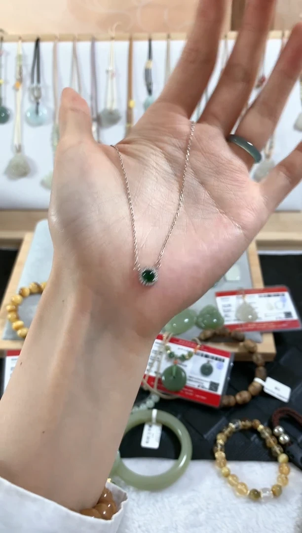 翡翠银S925镶嵌颈饰吊坠4