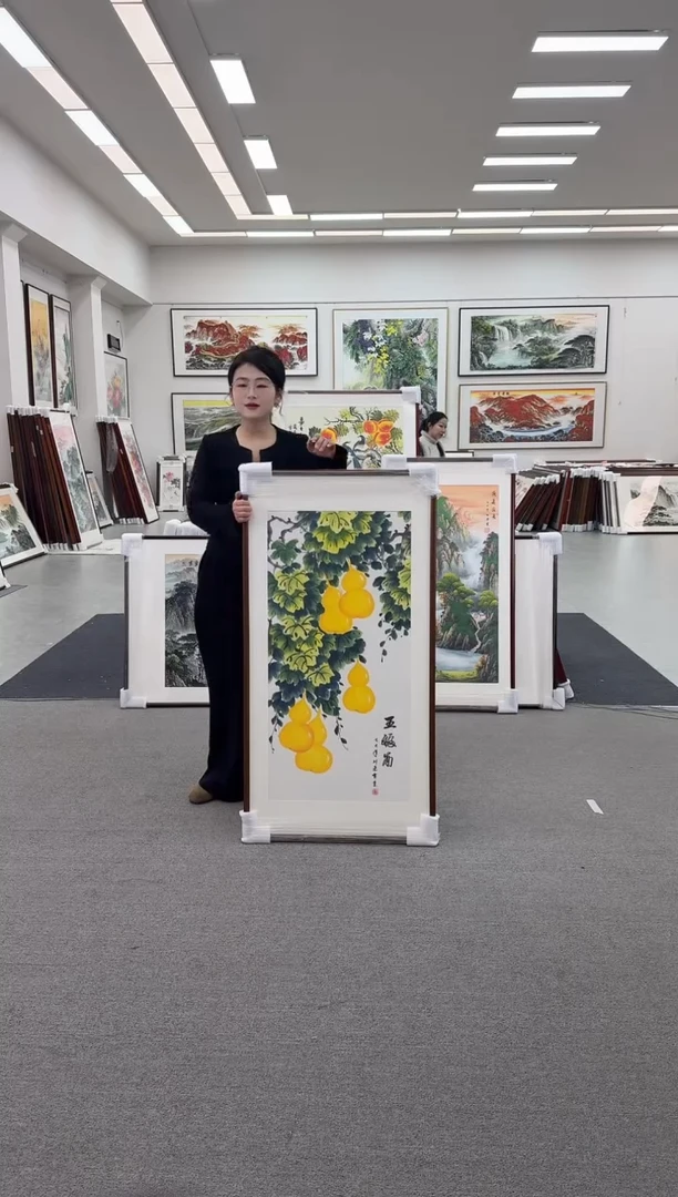 国画手绘   125*65   五福图