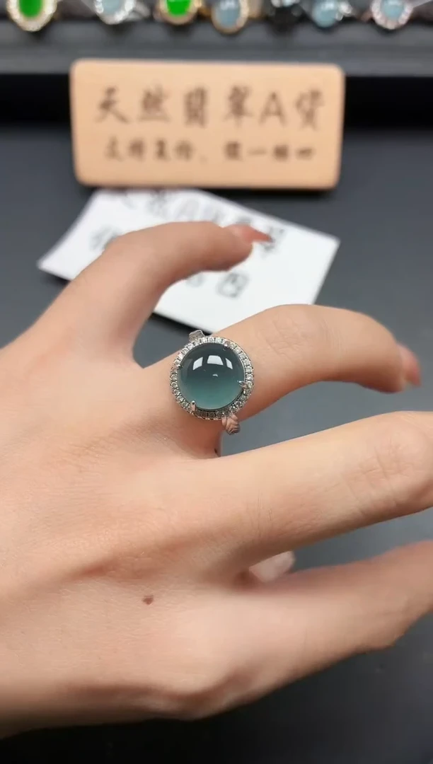 银S925镶嵌戒指翡翠11