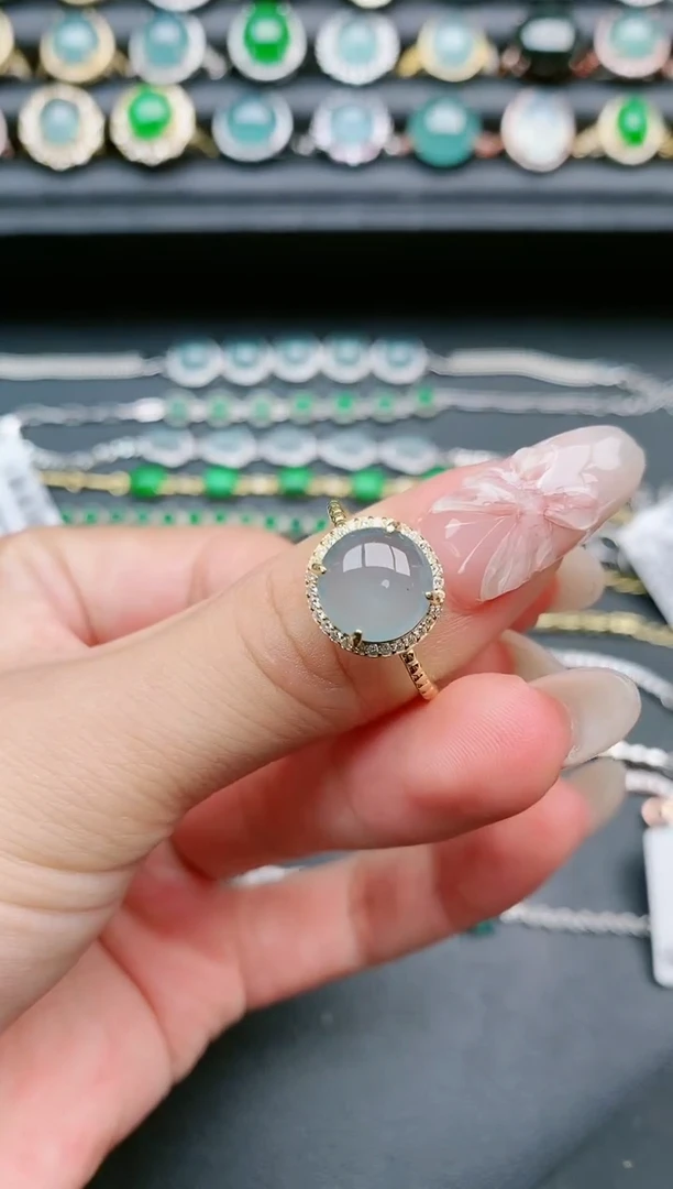 翡翠戒指银S925镶嵌1111
