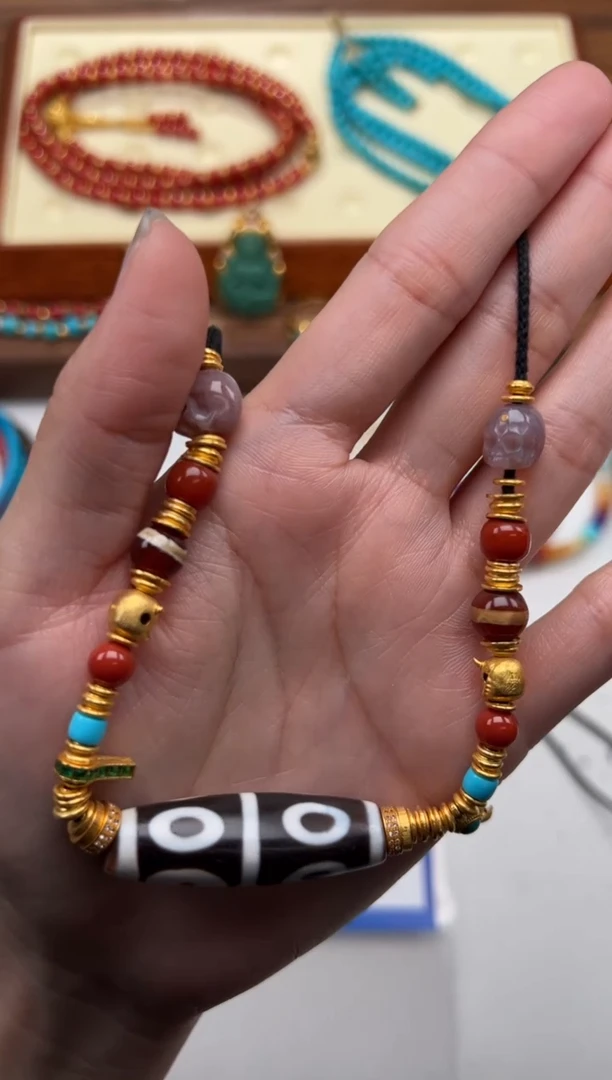 玛瑙/玉髓颈饰18K金镶嵌风***～配饰配饰