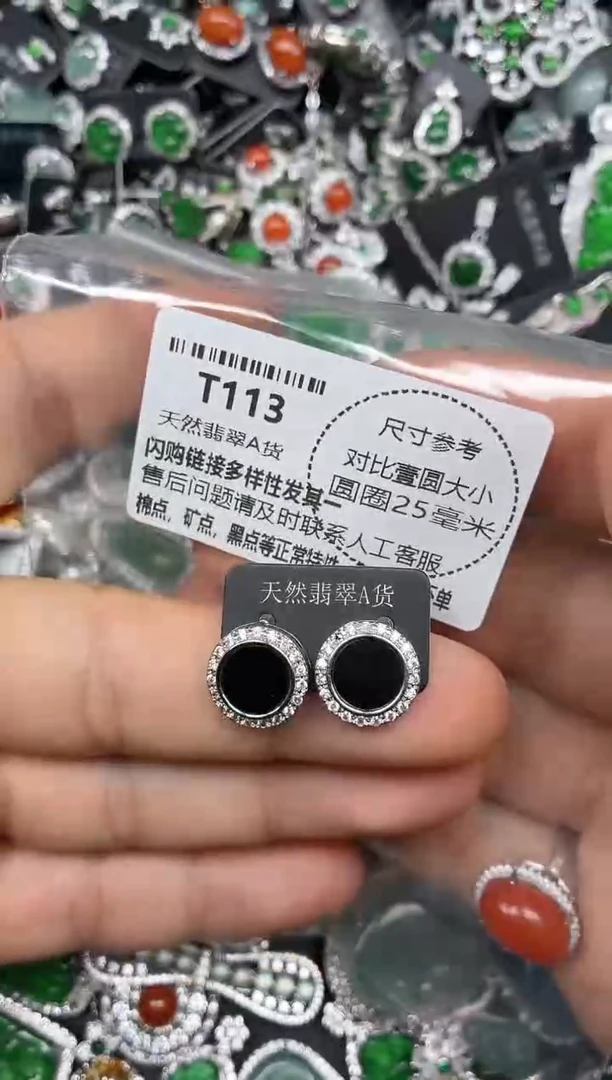 颈饰未镶嵌翡翠T113耳钉